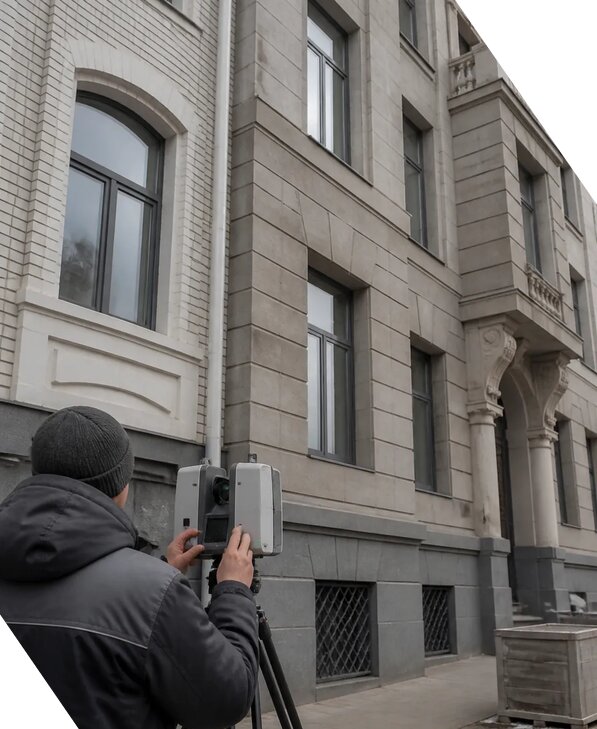 Лазерное сканирование фасадов зданий для обследования в Кушве